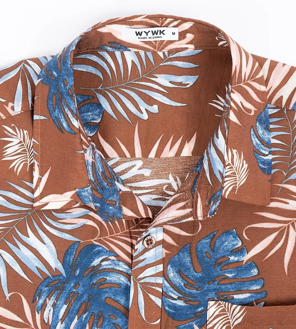 Men's Hawaiian Floral Shirt Short Sleeve Casual Button Down Shirt Summer Holiday Beach Shirt for Men