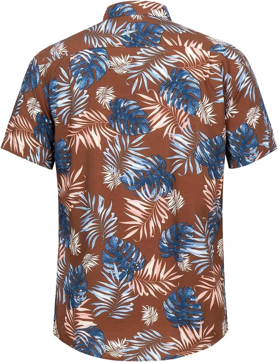 Men's Hawaiian Floral Shirt Short Sleeve Casual Button Down Shirt Summer Holiday Beach Shirt for Men