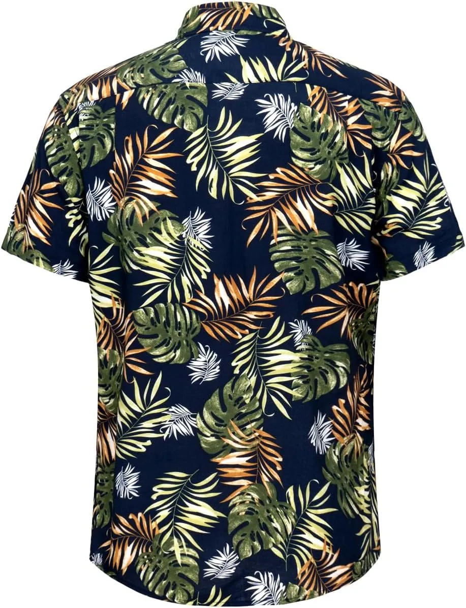 Men's Hawaiian Floral Shirt Short Sleeve Casual Button Down Shirt Summer Holiday Beach Shirt for Men