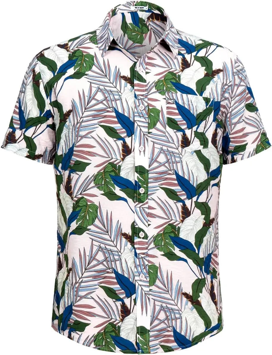 Men's Hawaiian Floral Shirt Short Sleeve Casual Button Down Shirt Summer Holiday Beach Shirt for Men