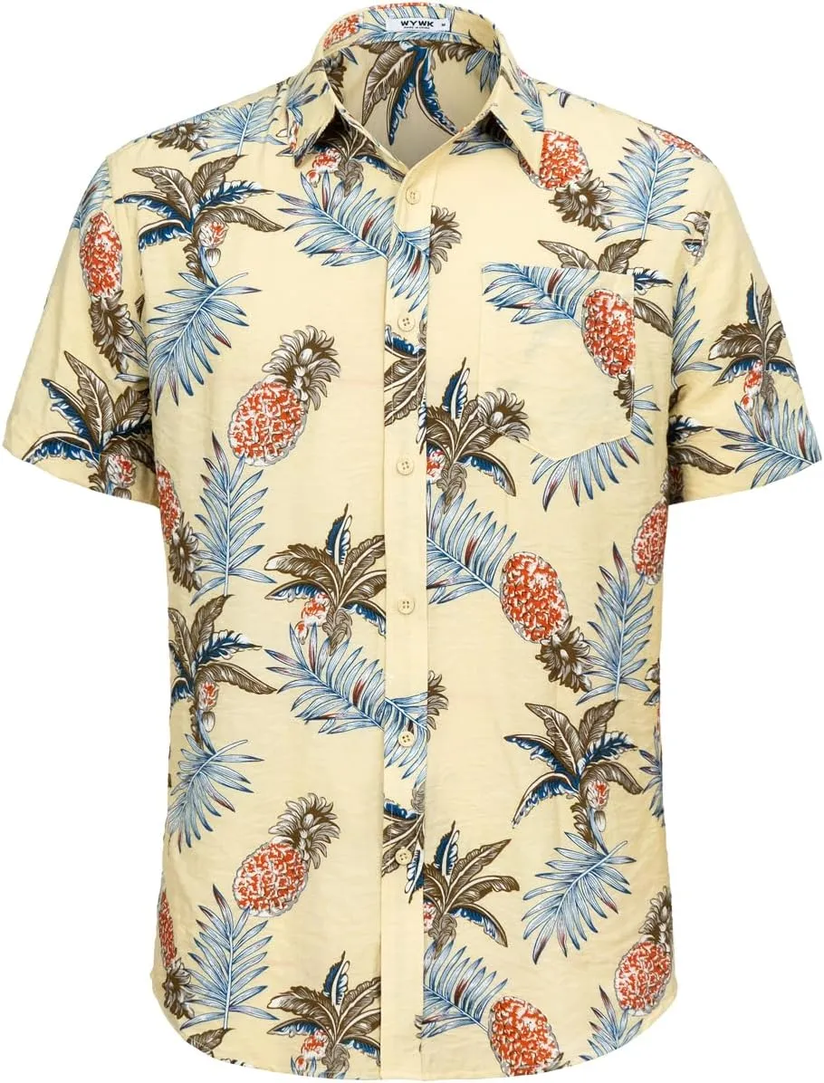 Men's Hawaiian Floral Shirt Short Sleeve Casual Button Down Shirt Summer Holiday Beach Shirt for Men