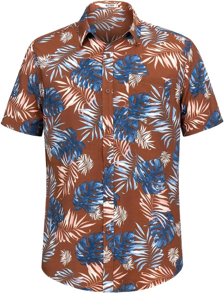 Men's Hawaiian Floral Shirt Short Sleeve Casual Button Down Shirt Summer Holiday Beach Shirt for Men