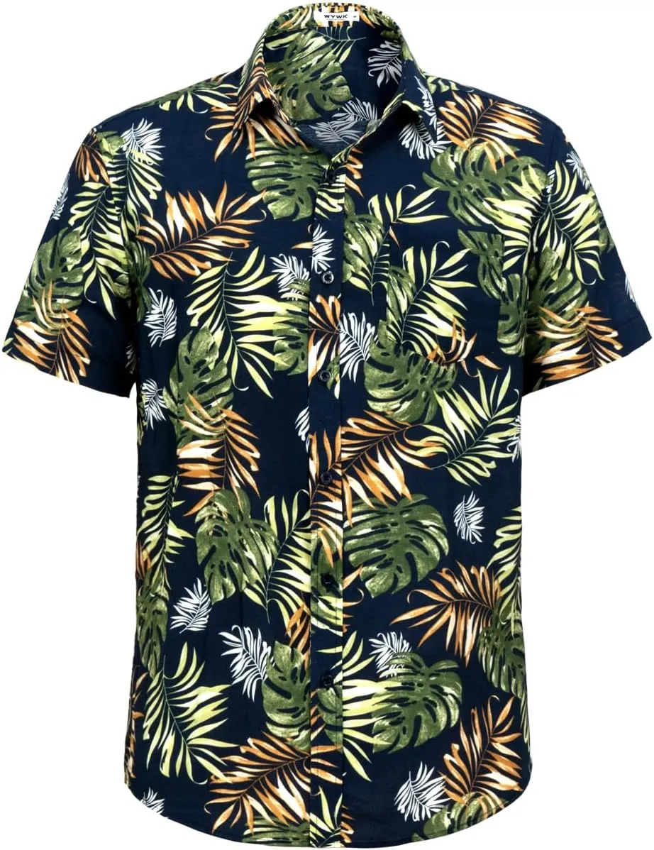 Men's Hawaiian Floral Shirt Short Sleeve Casual Button Down Shirt Summer Holiday Beach Shirt for Men