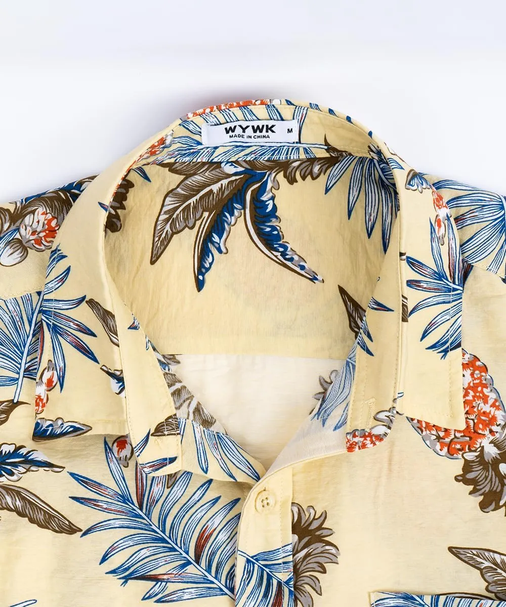 Men's Hawaiian Floral Shirt Short Sleeve Casual Button Down Shirt Summer Holiday Beach Shirt for Men