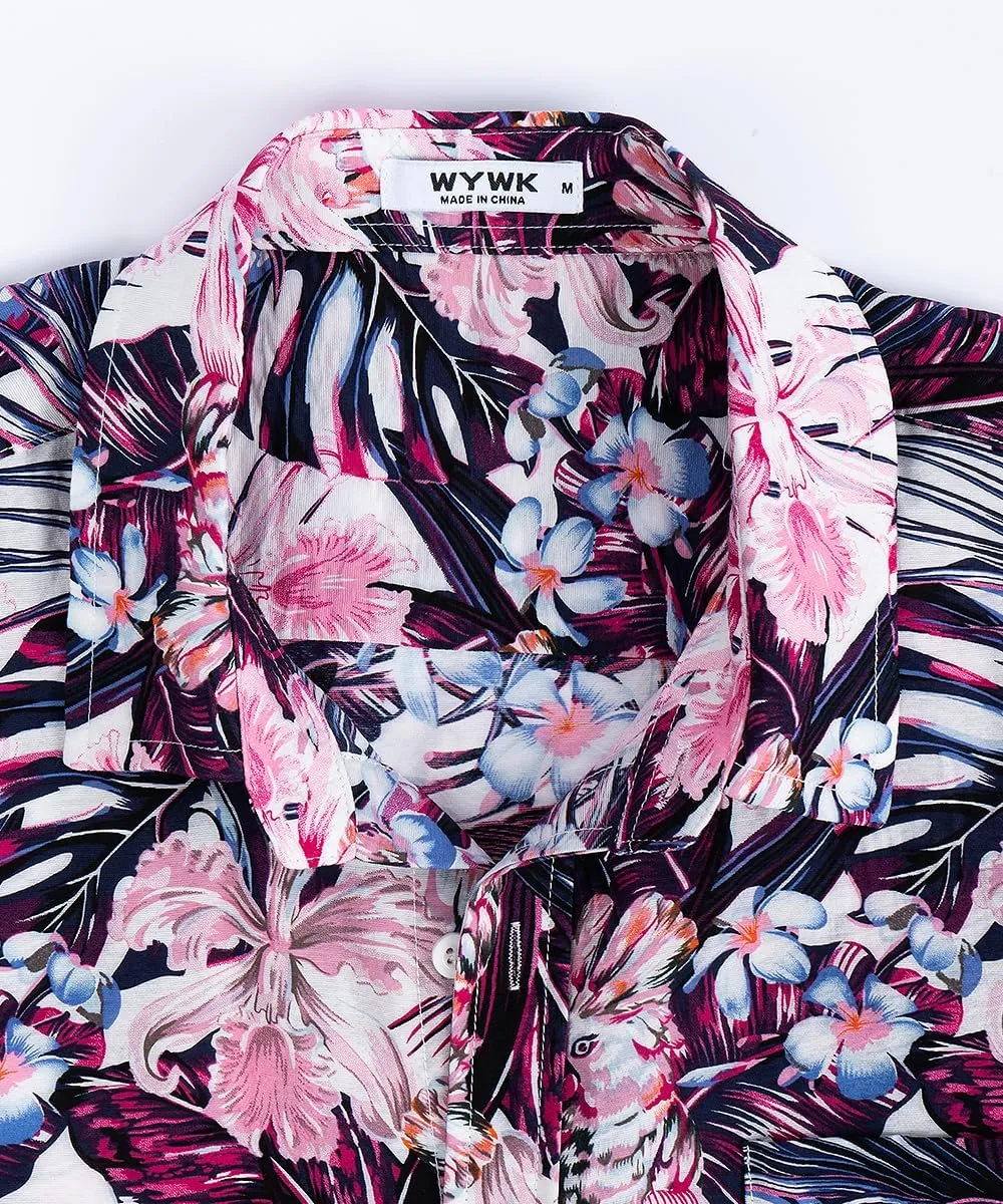 Men's Hawaiian Floral Shirt Short Sleeve Casual Button Down Shirt Summer Holiday Beach Shirt for Men