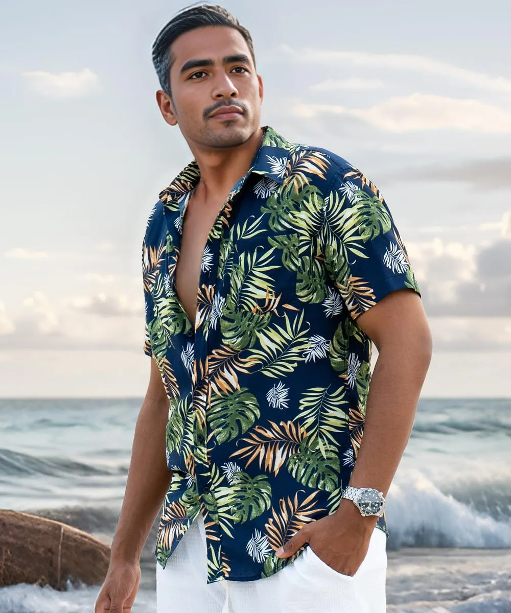 Men's Hawaiian Floral Shirt Short Sleeve Casual Button Down Shirt Summer Holiday Beach Shirt for Men