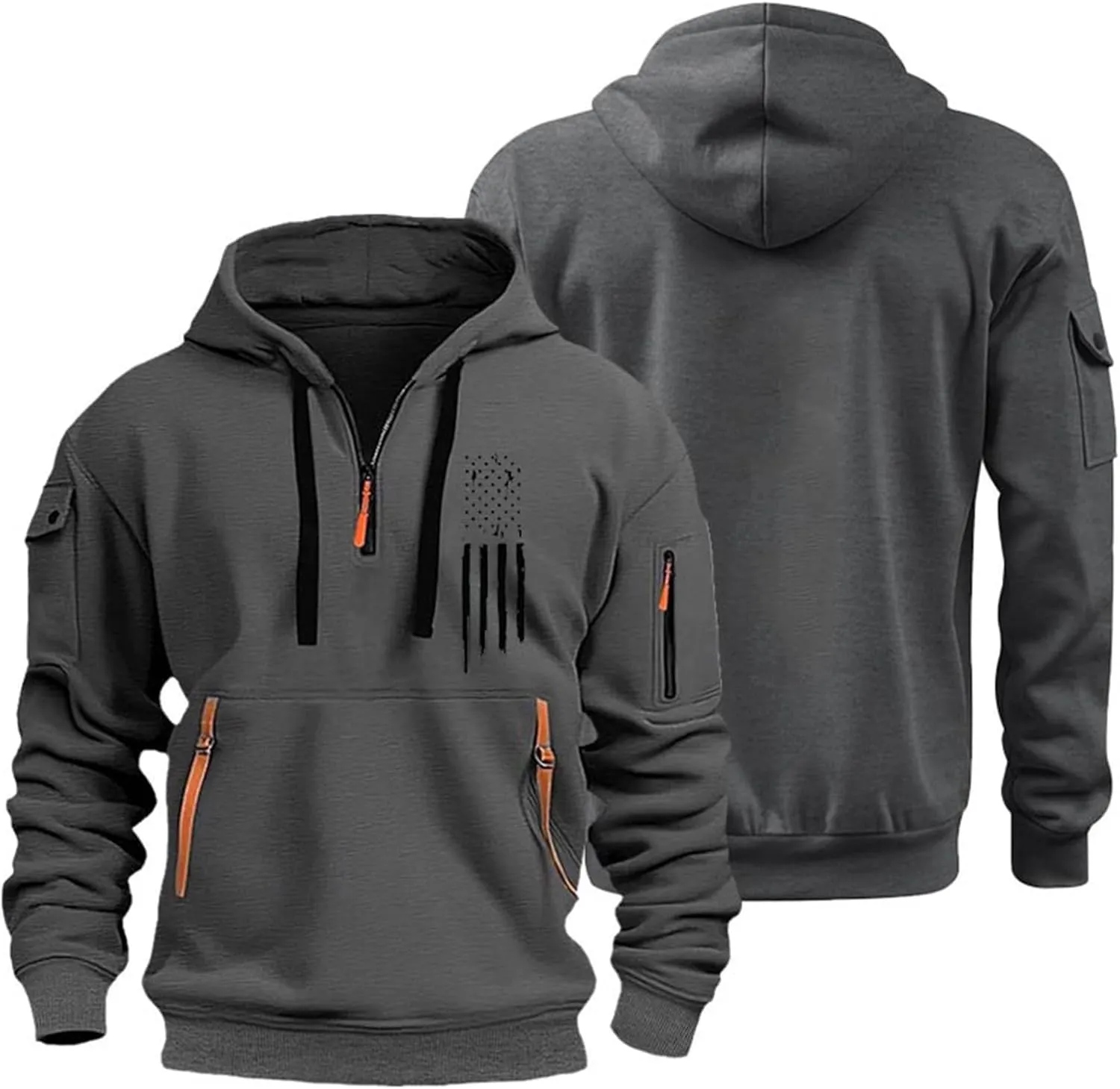 Mens Hoodies 1/4 Zip Slim Fit Basic Comfort Drawstring Mens Sweatshirt Cool Vintage Sweatshirt with Pockets