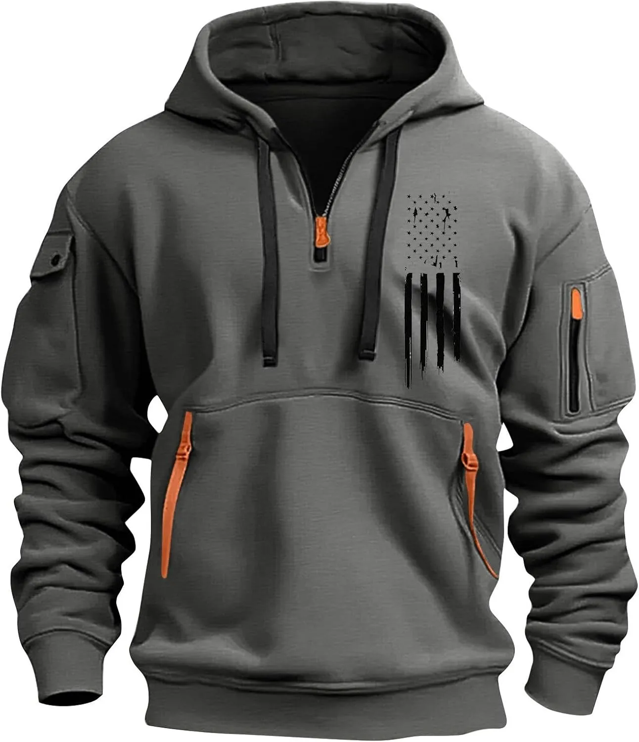 Mens Hoodies 1/4 Zip Slim Fit Basic Comfort Drawstring Mens Sweatshirt Cool Vintage Sweatshirt with Pockets