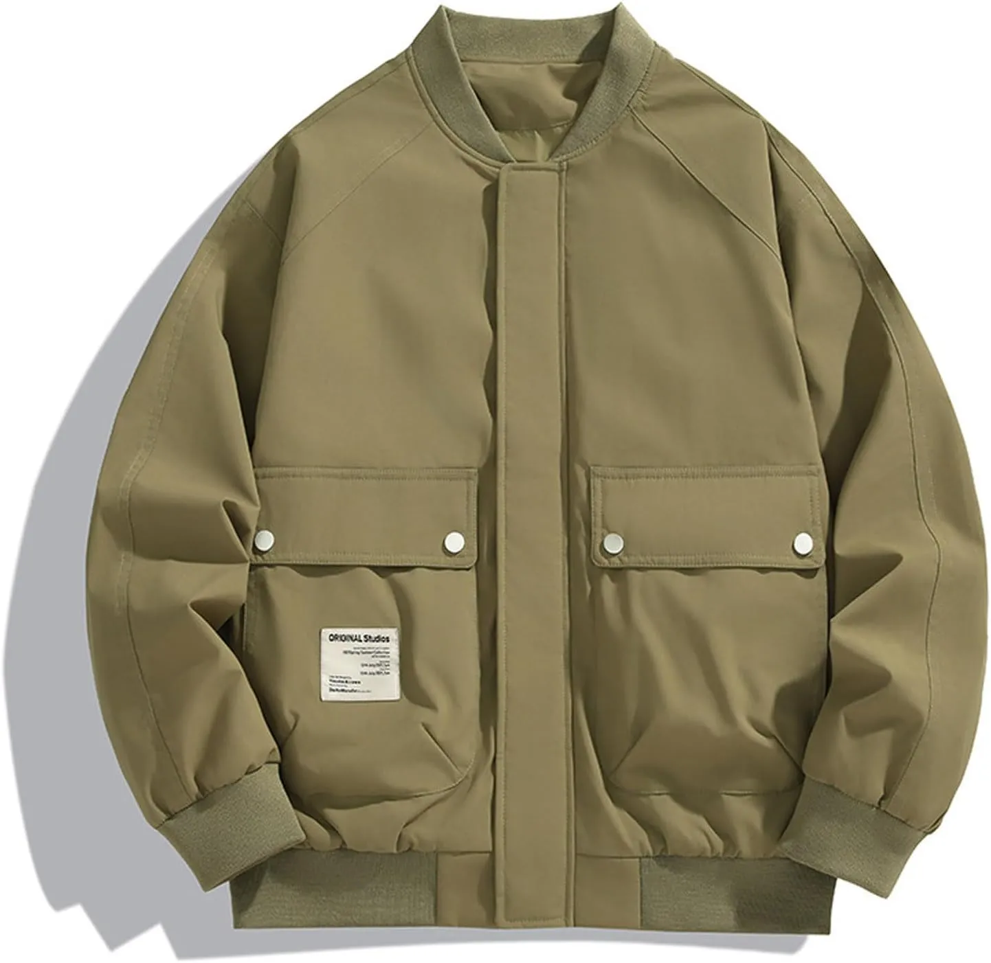 Men's Lightweight Windbreaker Jackets Outdoor Sports Loose Hoodless Pocket Raincoat Jacket Casual Mock Neck Coats