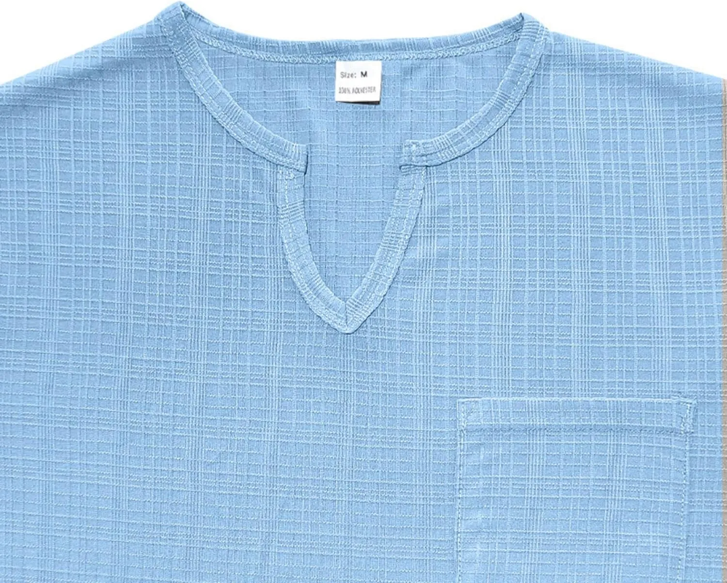Men's Linen Henley Shirts Casual Short Sleeve V Neck Blouses Tops 2025 Summer Beach Hippie Shirts with Pocket