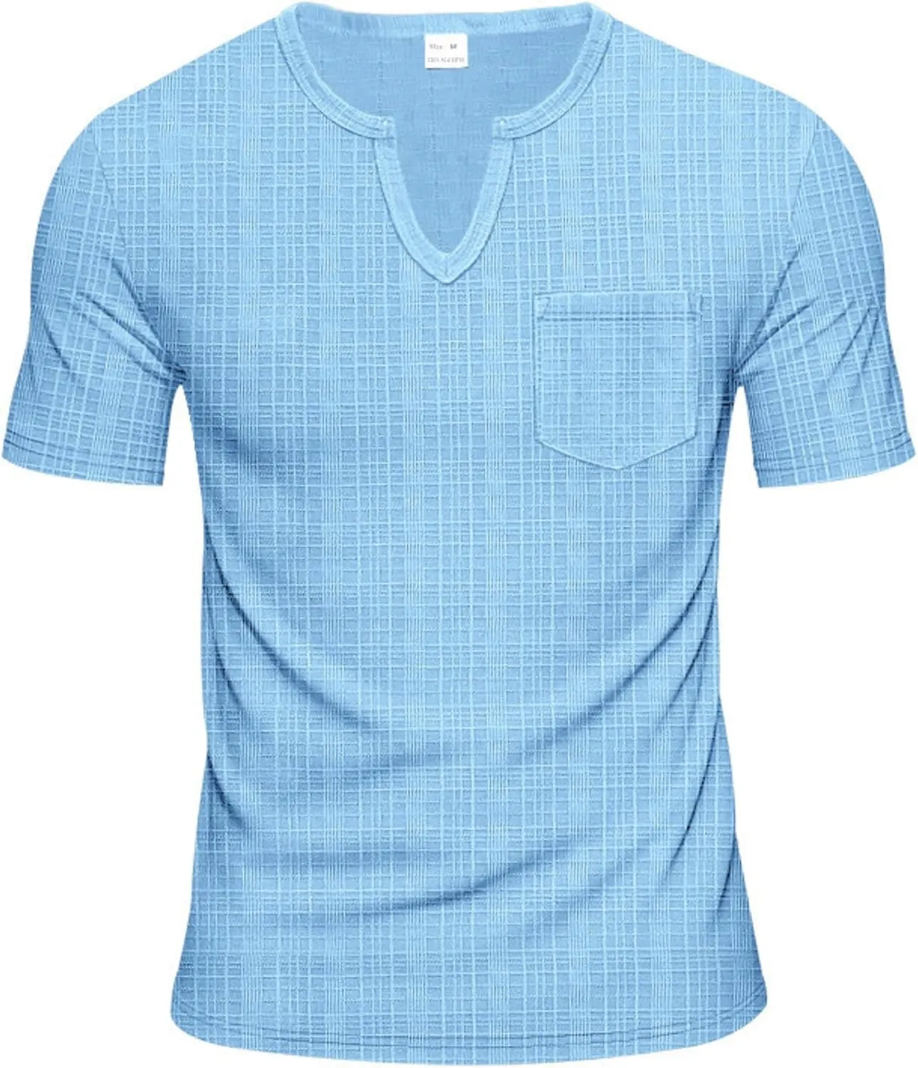 Men's Linen Henley Shirts Casual Short Sleeve V Neck Blouses Tops 2025 Summer Beach Hippie Shirts with Pocket