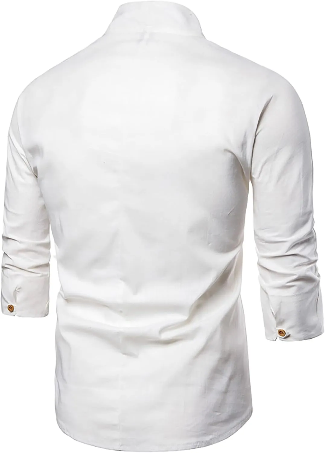 Men's Monk Buddhist Outfit T-Shirt V-Neck Plain Cotton Linen 3/4 Sleeve Shirts Retro Casual Loose Household Clothes