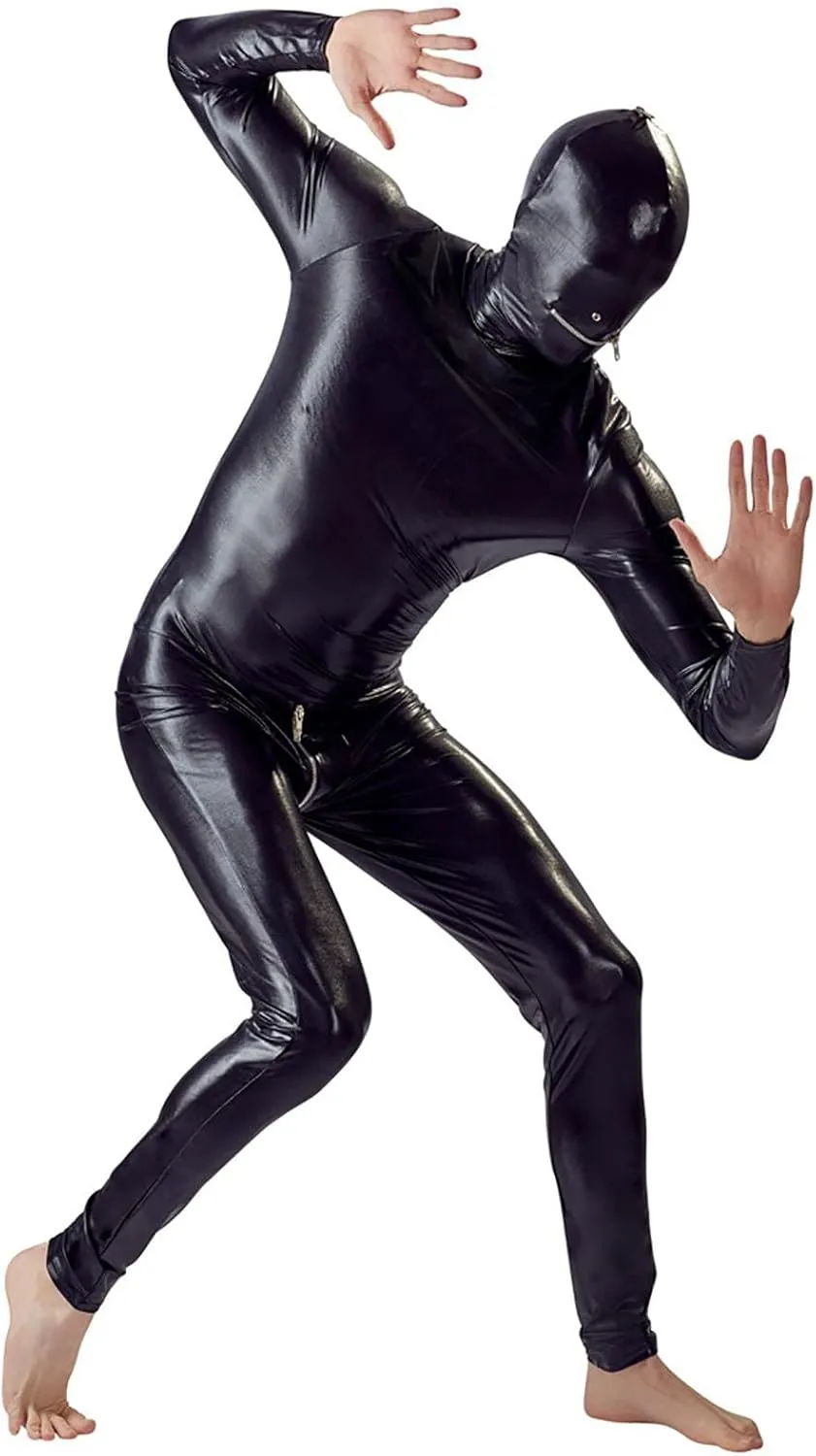Men's New Sexy Leather Tights Costume Bar Performance Set Lingerie Valentines Day Set