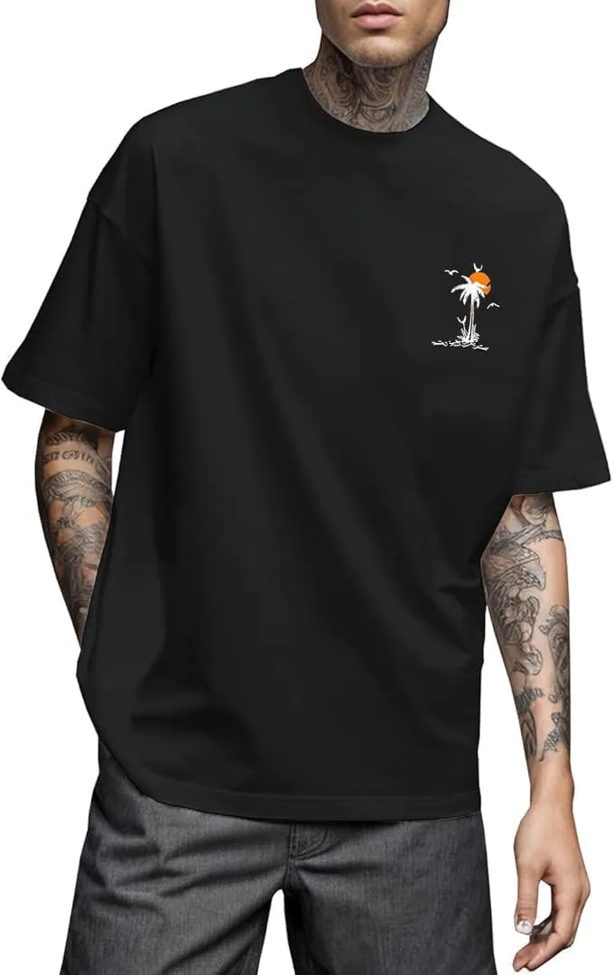Mens Oversized Graphic Tees Y2K Vintage T Shirts Casual Letter Print Shirts Unisex Summer Tops Black X-Large