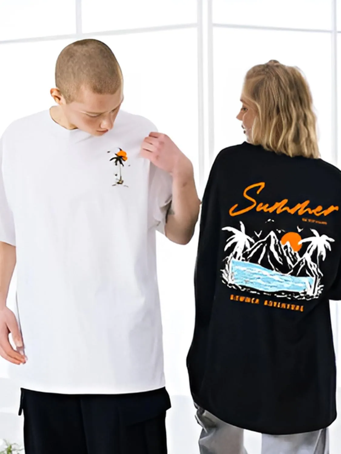 Mens Oversized Graphic Tees Y2K Vintage T Shirts Casual Letter Print Shirts Unisex Summer Tops Black X-Large