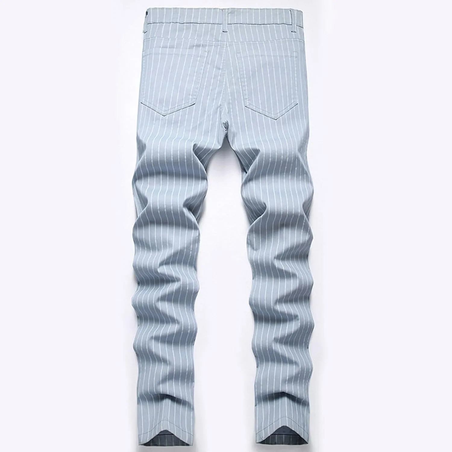 Mens Pants Jeans Slim Fit High Waisted Striped Jeans Straight Leg Pants Fashion Trousers Classic 5 Pocket Streetwear