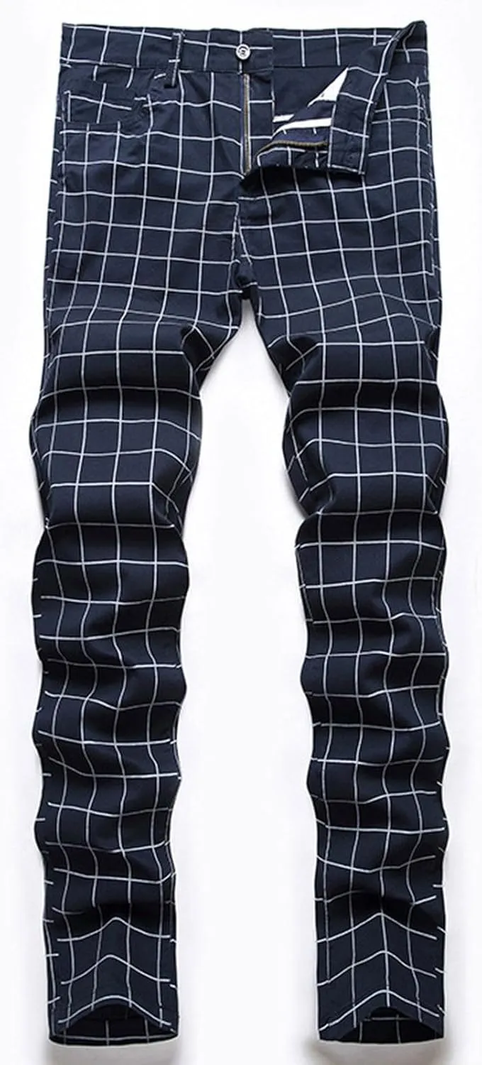 Mens Pants Jeans Slim Fit High Waisted Striped Jeans Straight Leg Pants Fashion Trousers Classic 5 Pocket Streetwear