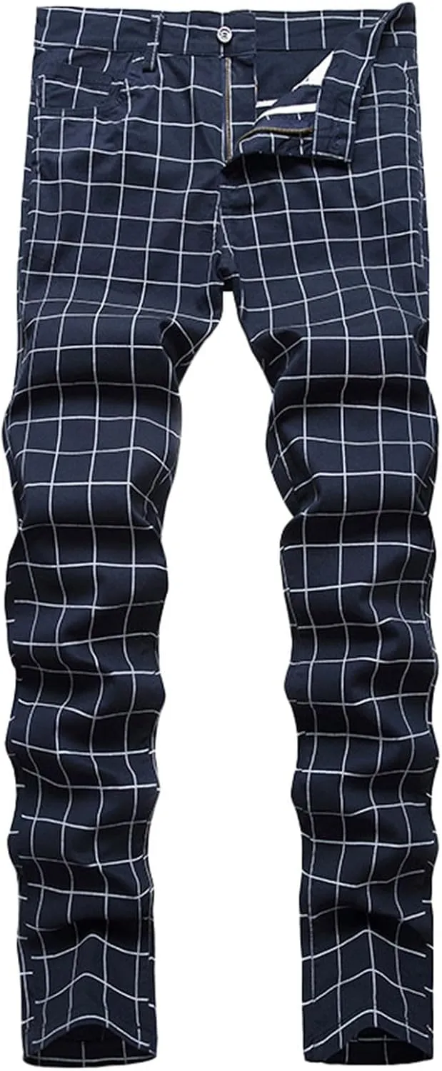 Mens Pants Jeans Slim Fit High Waisted Striped Jeans Straight Leg Pants Fashion Trousers Classic 5 Pocket Streetwear