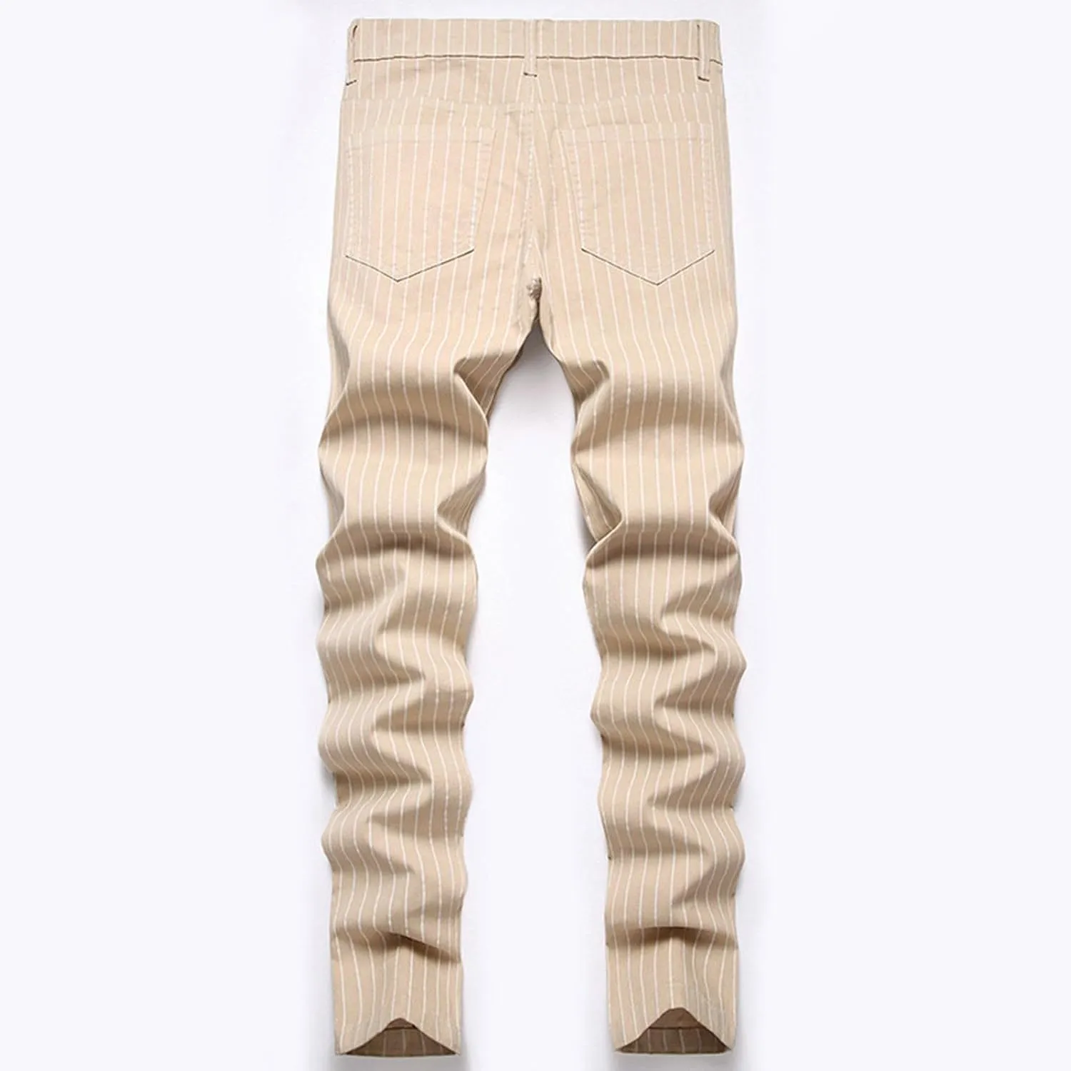 Mens Pants Jeans Slim Fit High Waisted Striped Jeans Straight Leg Pants Fashion Trousers Classic 5 Pocket Streetwear