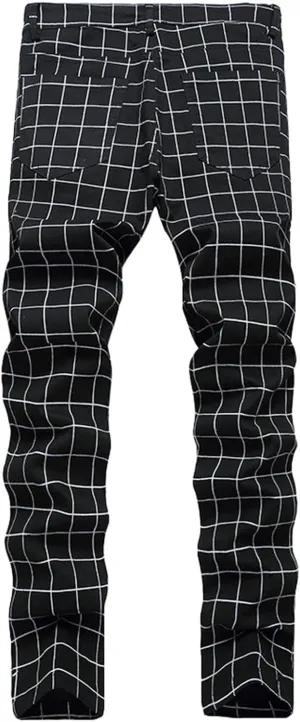 Mens Pants Jeans Slim Fit High Waisted Striped Jeans Straight Leg Pants Fashion Trousers Classic 5 Pocket Streetwear