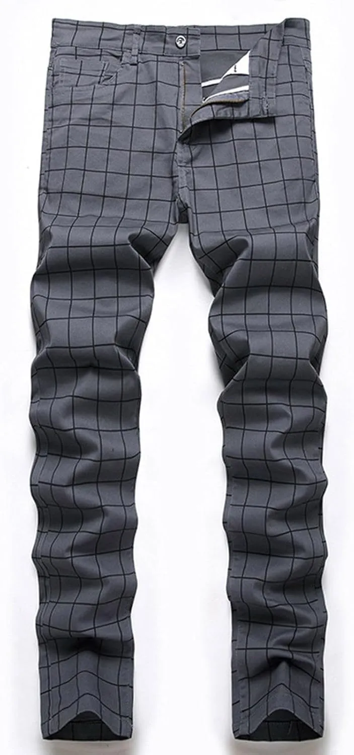 Mens Pants Jeans Slim Fit High Waisted Striped Jeans Straight Leg Pants Fashion Trousers Classic 5 Pocket Streetwear