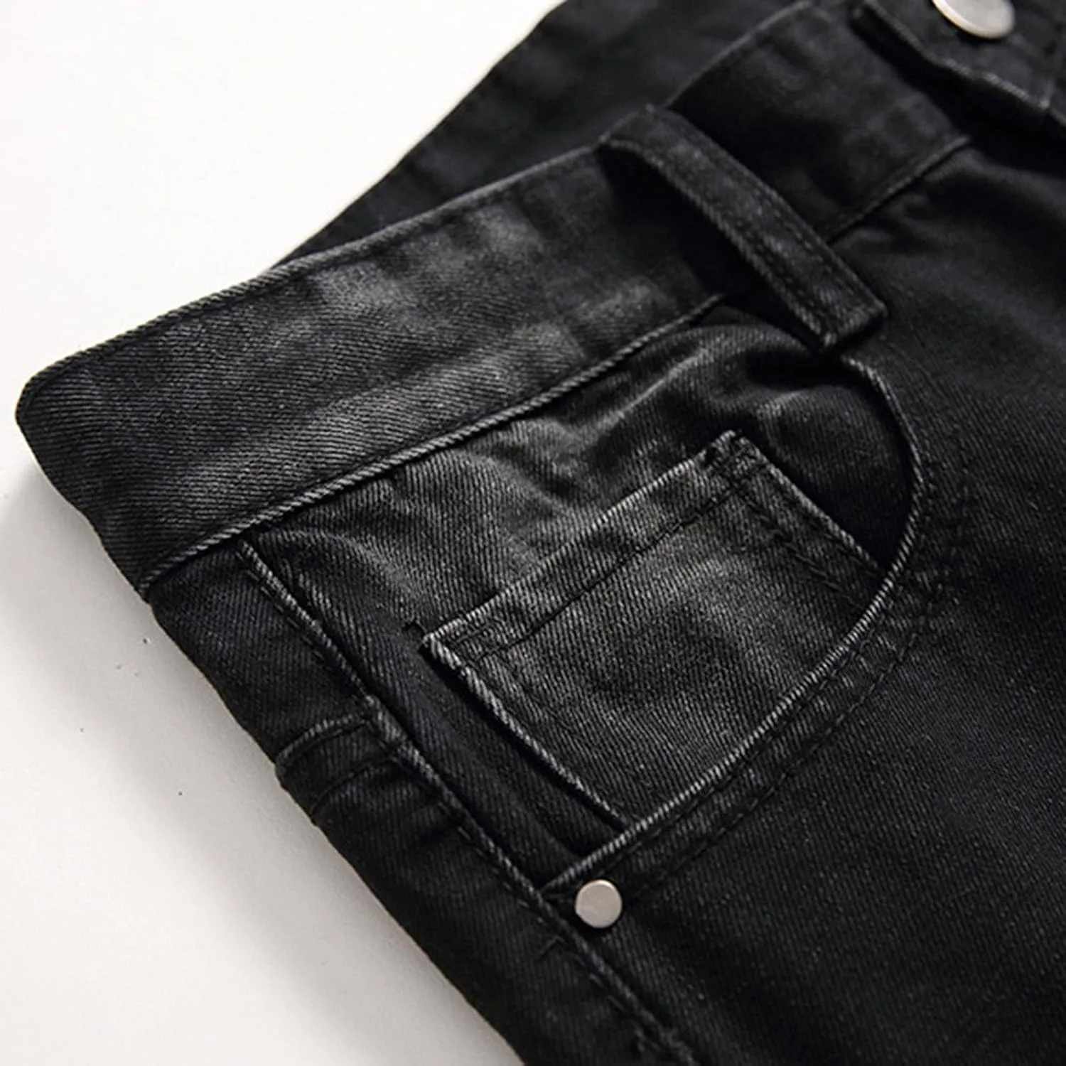 Mens Pants Jeans Slim Fit Ripped Classic Vintage Straight Wide Leg Denim Pants Baggy Jeans Trousers Mulit Pockets