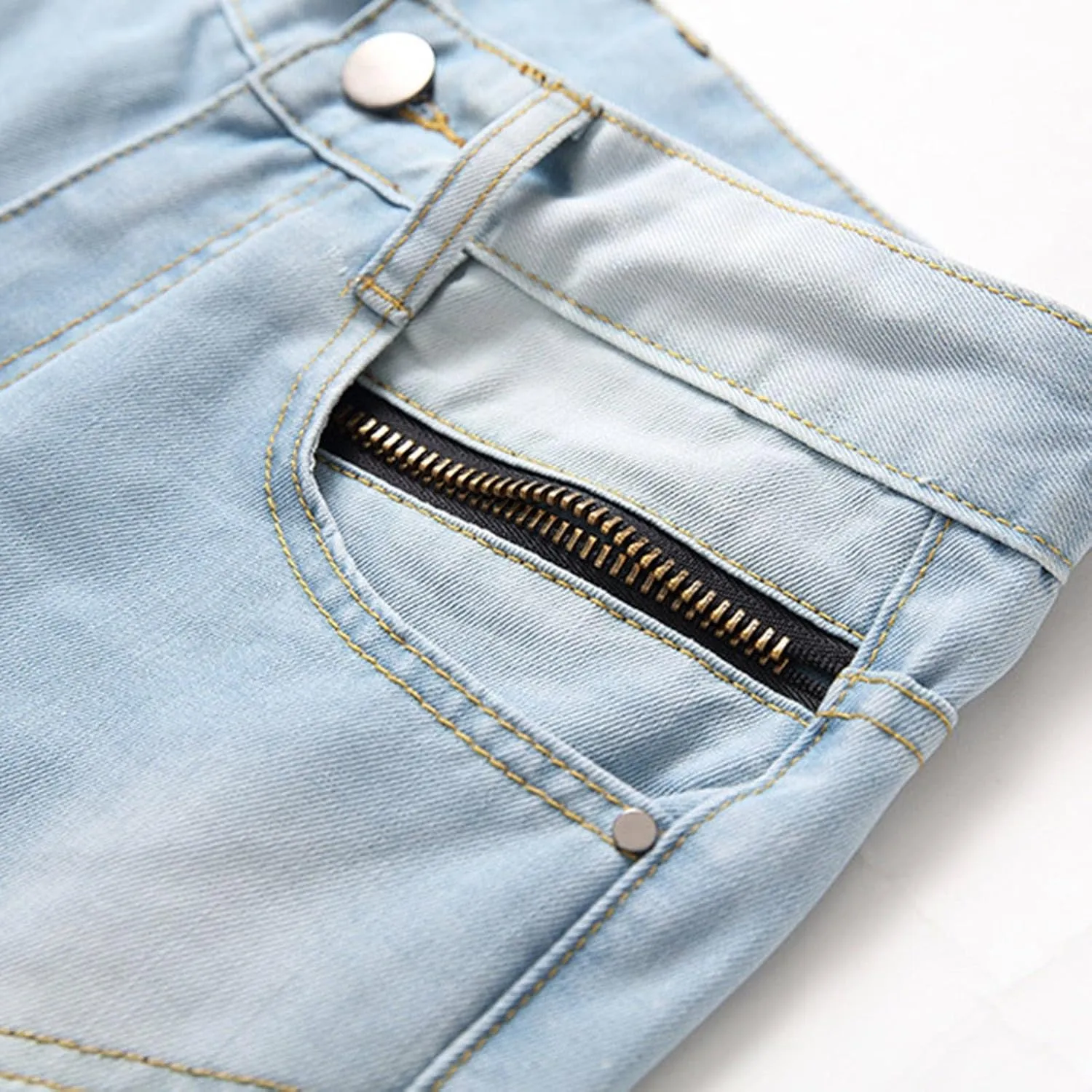 Mens Pants Jeans Slim Fit Ripped Classic Vintage Straight Wide Leg Denim Pants Baggy Jeans Trousers Mulit Pockets