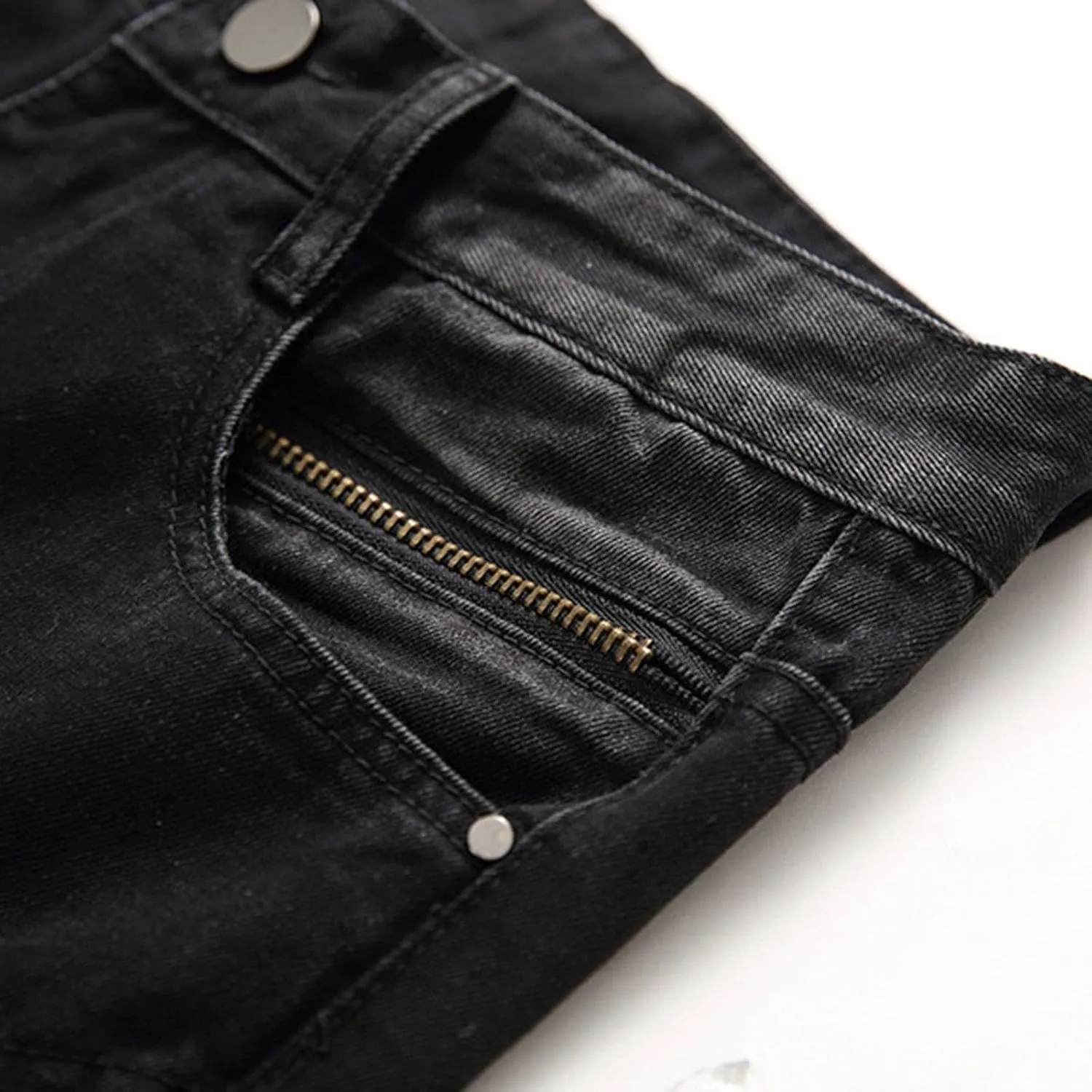 Mens Pants Jeans Slim Fit Ripped Classic Vintage Straight Wide Leg Denim Pants Baggy Jeans Trousers Mulit Pockets