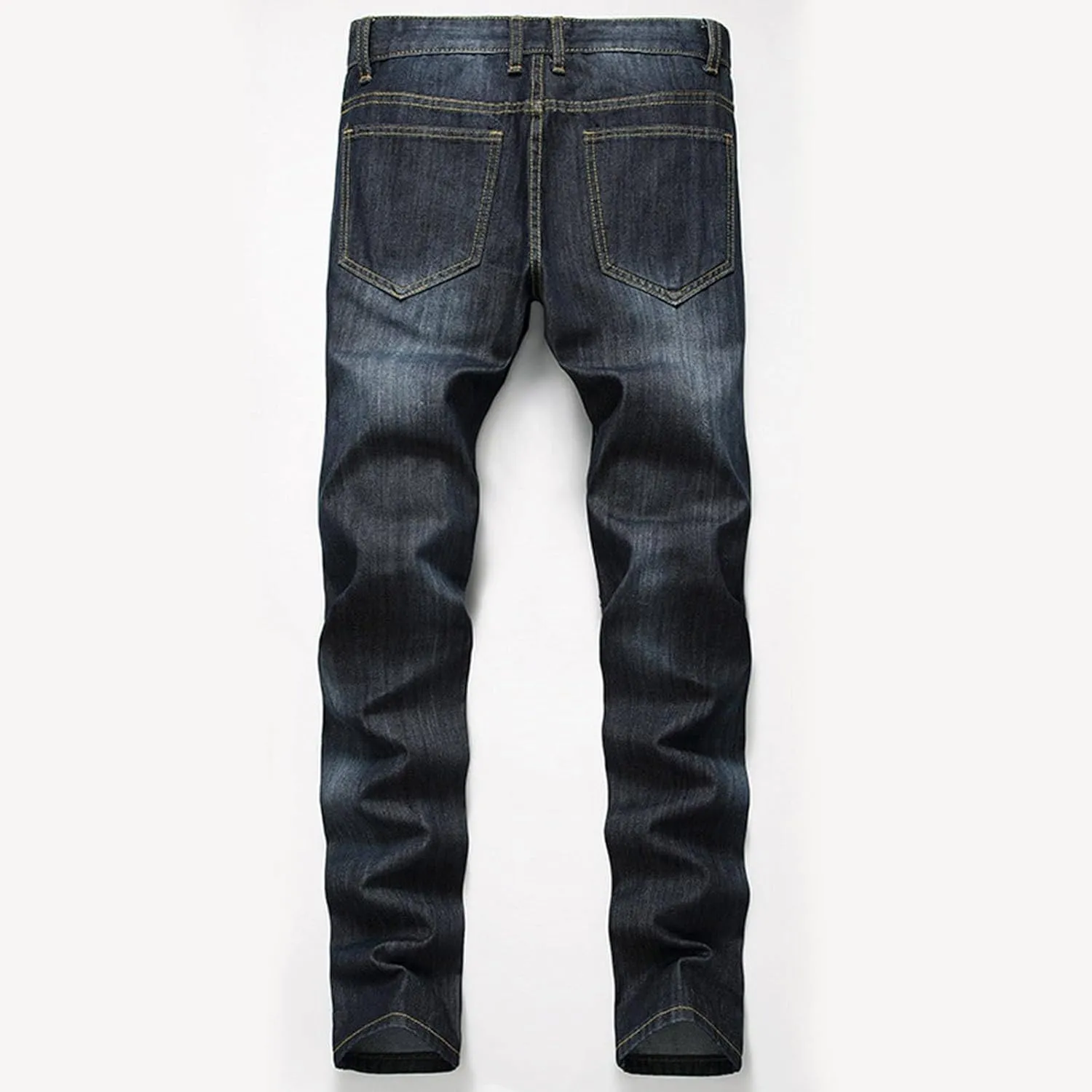 Mens Pants Jeans Slim Fit Ripped Classic Vintage Straight Wide Leg Denim Pants Baggy Jeans Trousers Mulit Pockets