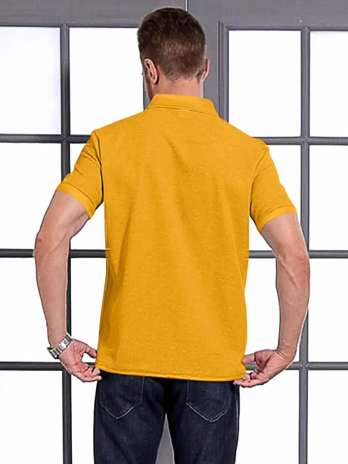 Mens Polo Shirts 2 Pack Breathable Short Sleeve Golf Shirt Casual Button Down Shirt Lightweight Collared Waffle Shirts