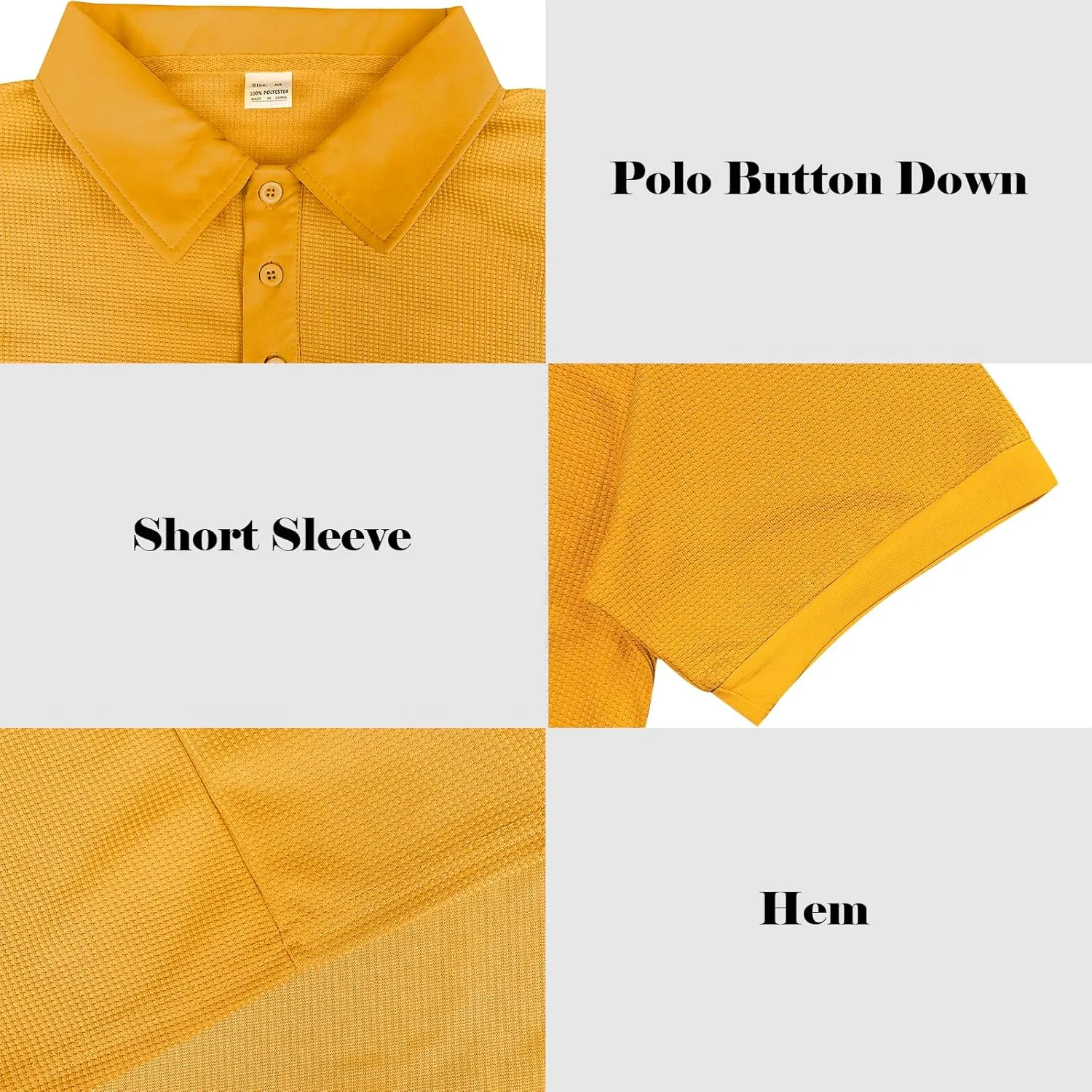 Mens Polo Shirts 2 Pack Breathable Short Sleeve Golf Shirt Casual Button Down Shirt Lightweight Collared Waffle Shirts