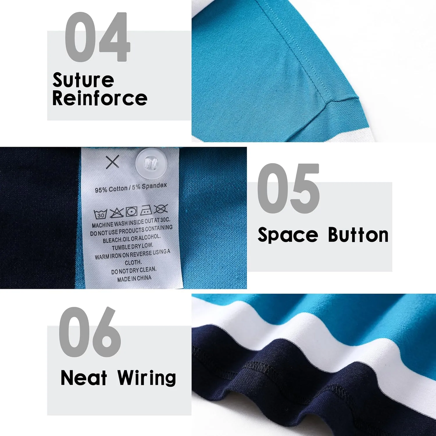 Men's Polo Shirts Long Sleeve Striped Dry Fit Casual Collared Pique Golf Polo Shirts for Mens