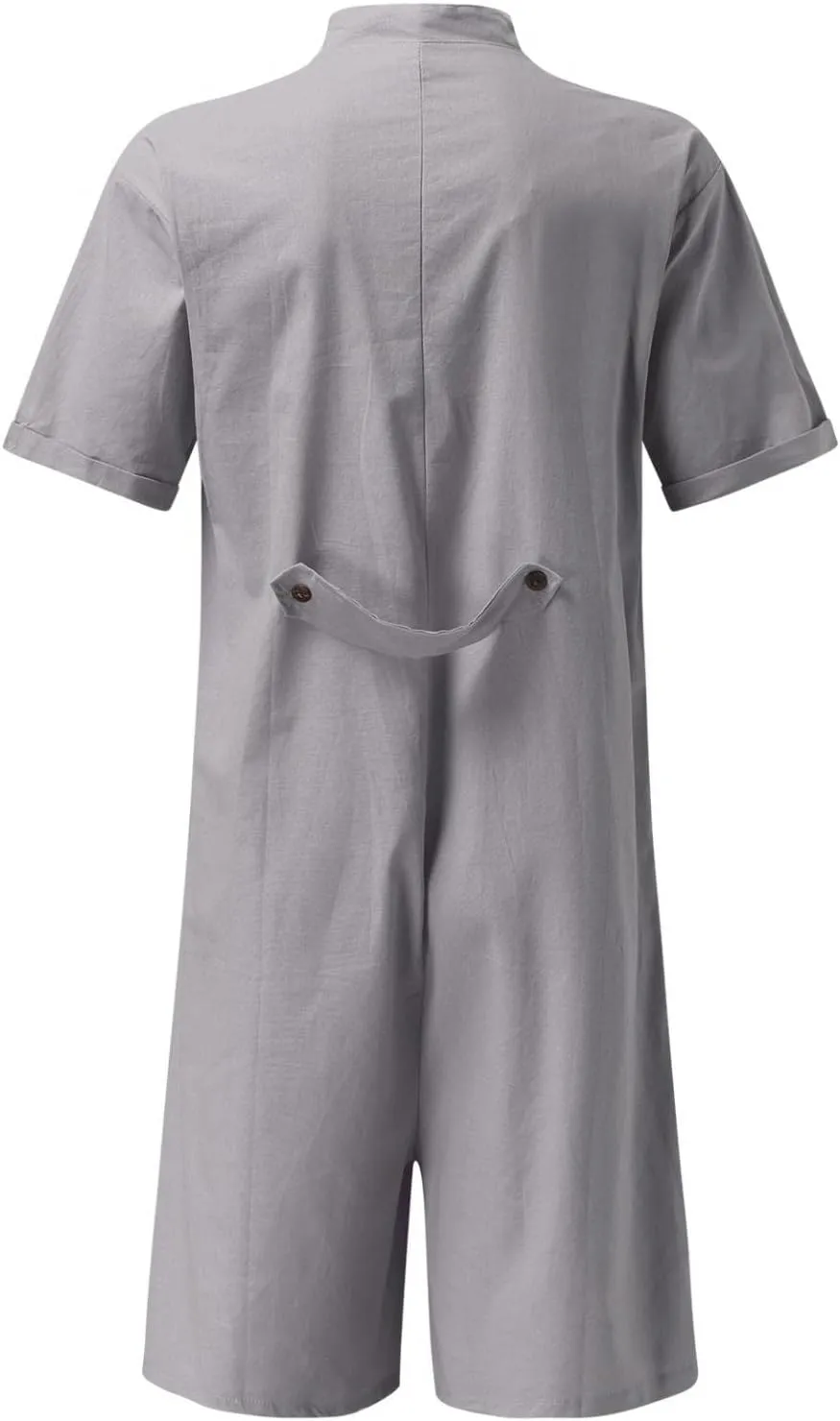 Mens Rompers Jumpsuits Onesie Loose Fit Cotton Linen Button Down Short Sleeve Coverall Tracksuits Comfy Playsuit Shorts