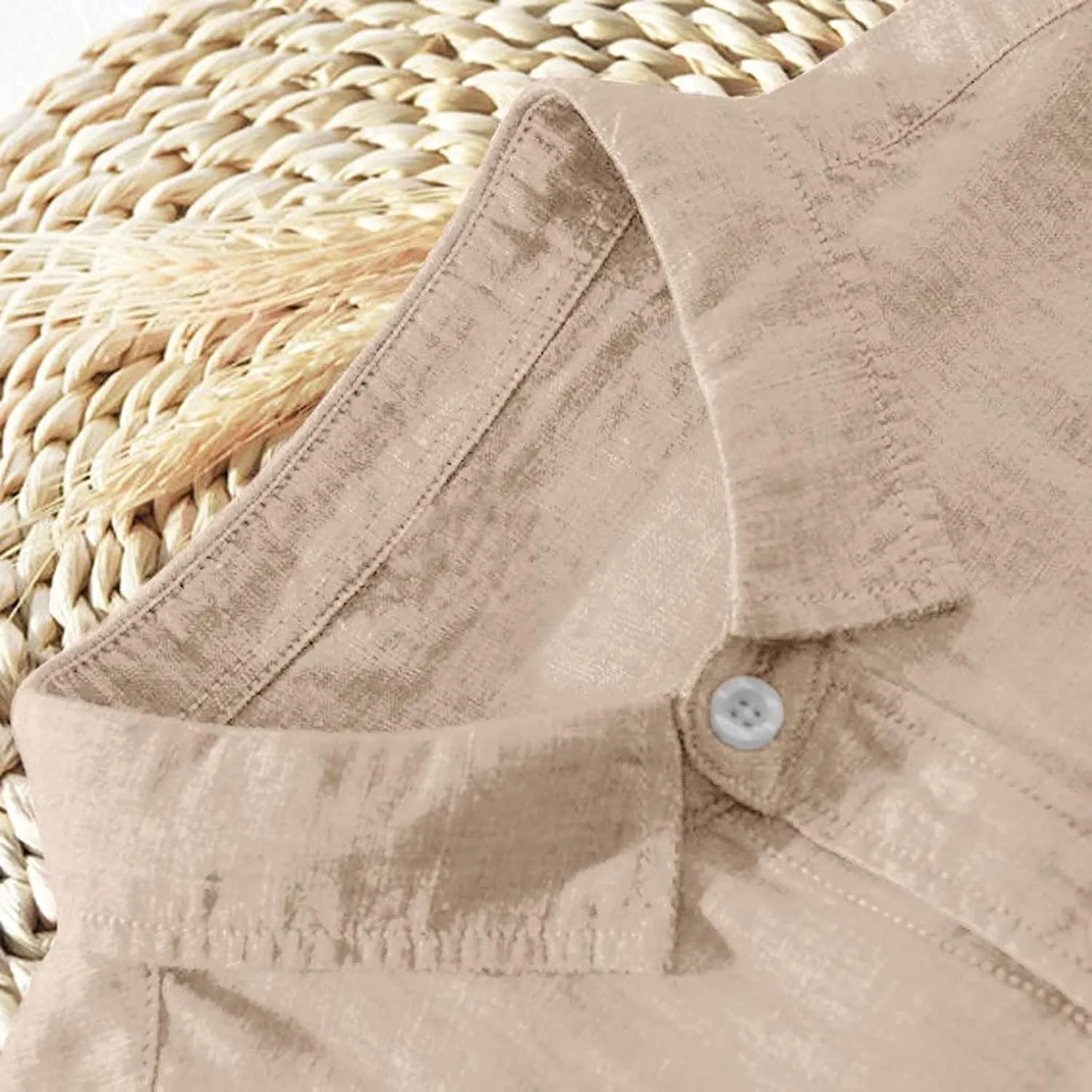 Men's Shirts Linen Long-Sleeved Casual Shirt Collarless Standing Collar Summer Top Long Sleeve Shirts Casual, M-3XL
