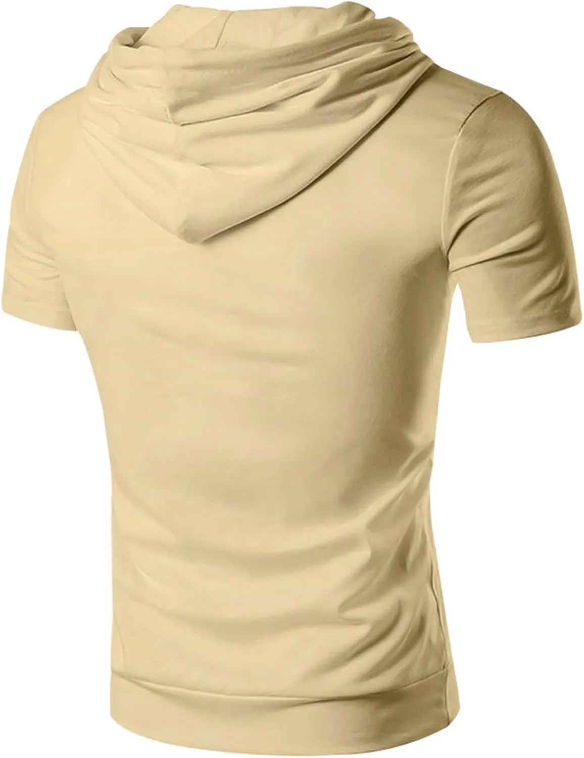 Mens Short Sleeve Hoodie Workout Gym Sweatshirts Casual Lightweight Athletic Muscle Hoodies Pullover Cotton Hooded T-Shirts