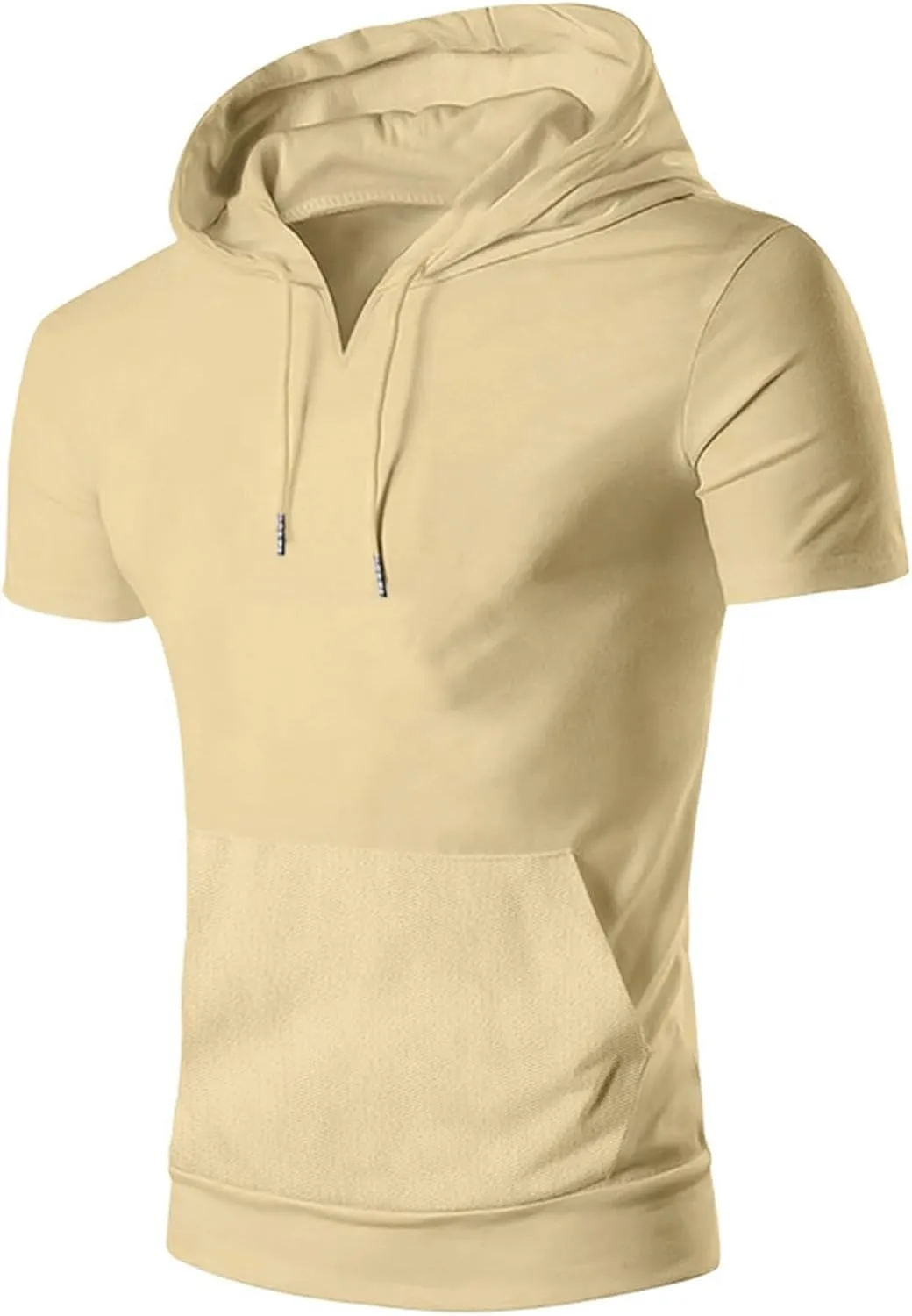 Mens Short Sleeve Hoodie Workout Gym Sweatshirts Casual Lightweight Athletic Muscle Hoodies Pullover Cotton Hooded T-Shirts