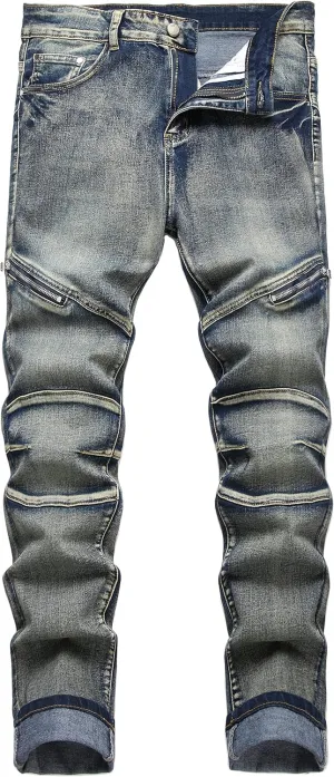 Men's Slim Fit Stretch Jeans Ripped Skinny Jeans for Men, Fashion Straight Leg Comfort Flex Waist Cargo Denim Pants