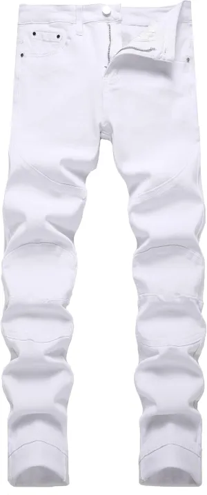 Men's Slim Fit Stretch Jeans Ripped Skinny Jeans for Men, Fashion Straight Leg Comfort Flex Waist Cargo Denim Pants