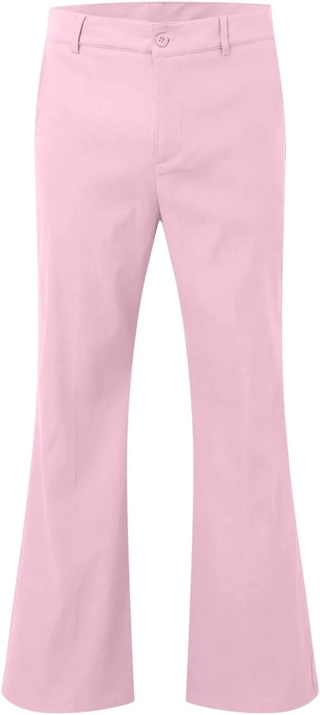 Mens Sweatpants Men's Solid Color Bell-Bottom Belt Pocket Casual Big Trousers Loose Legs Suit Pants for Men