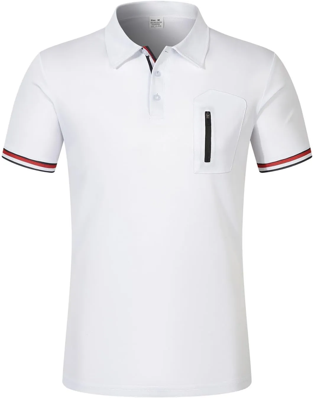 Men's Urban Polo Shirt Short Sleeve Zip Pocket Stand Collar Quick Dry Athletic Top Stylish Casual Summer Streetwear Tee