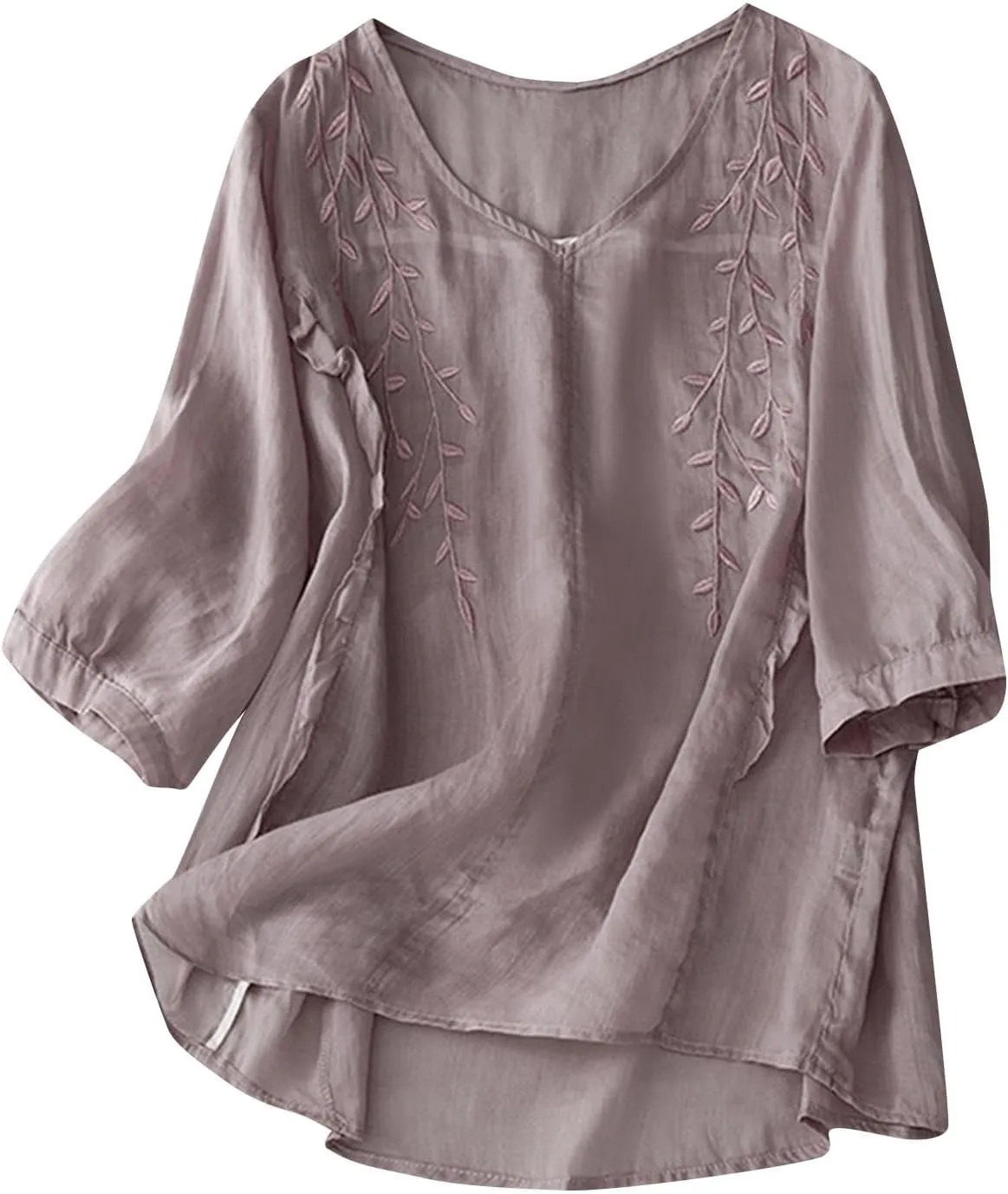Mexican Tops for Women Vacation Summer Embroidered Blouses V Neck Button Down T-Shirt Short Sleeve Shirt