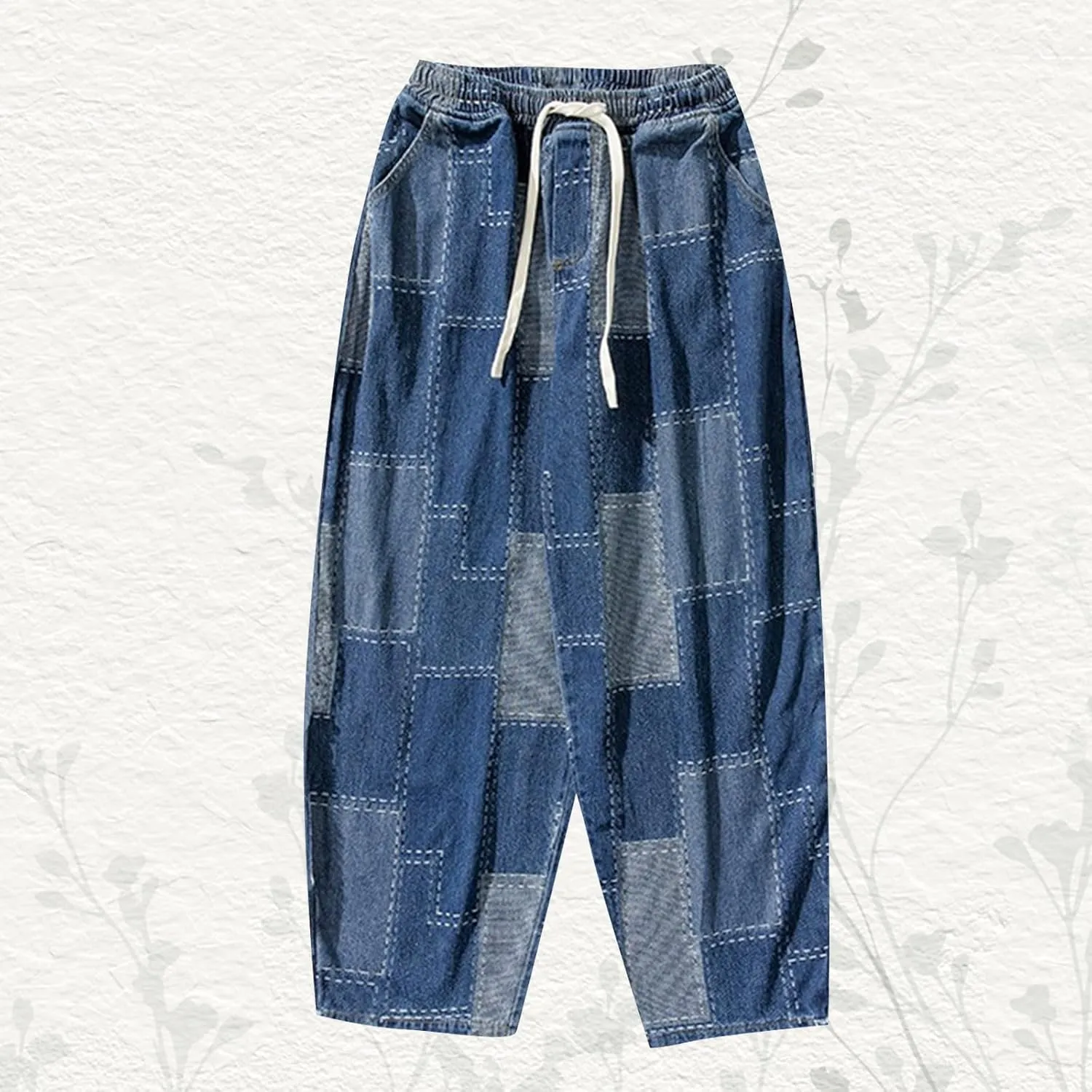 MIDOO Jeans for Men Relaxed Fit Casual Drawstring Jeans Straight Leg Pants Lightweight Loose Stretch Denim Pants Trousers