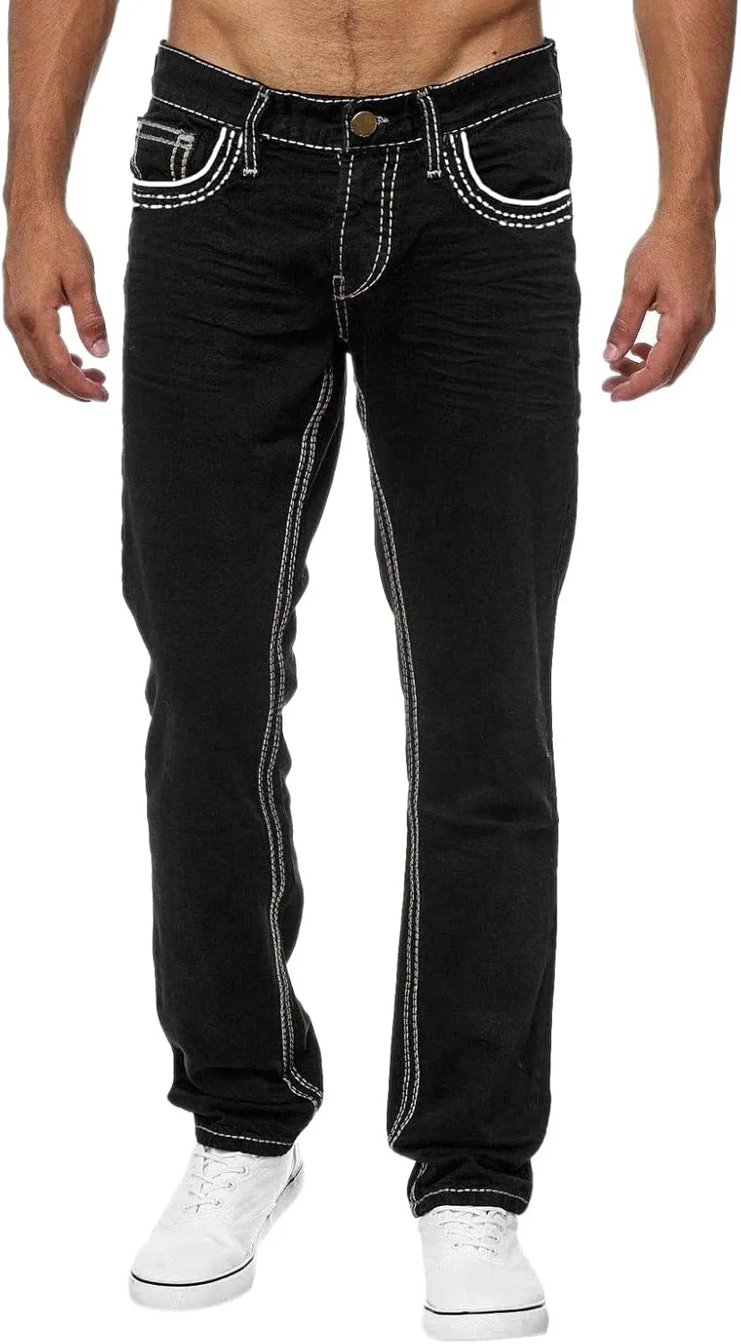 MIDOO Jeans Pants for Men Slim Fit Casual Aesthetic Jeans Straight Leg Pants Lightweight Loose Stretch Denim Pants Trousers