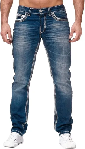 MIDOO Jeans Pants for Men Slim Fit Casual Aesthetic Jeans Straight Leg Pants Lightweight Loose Stretch Denim Pants Trousers
