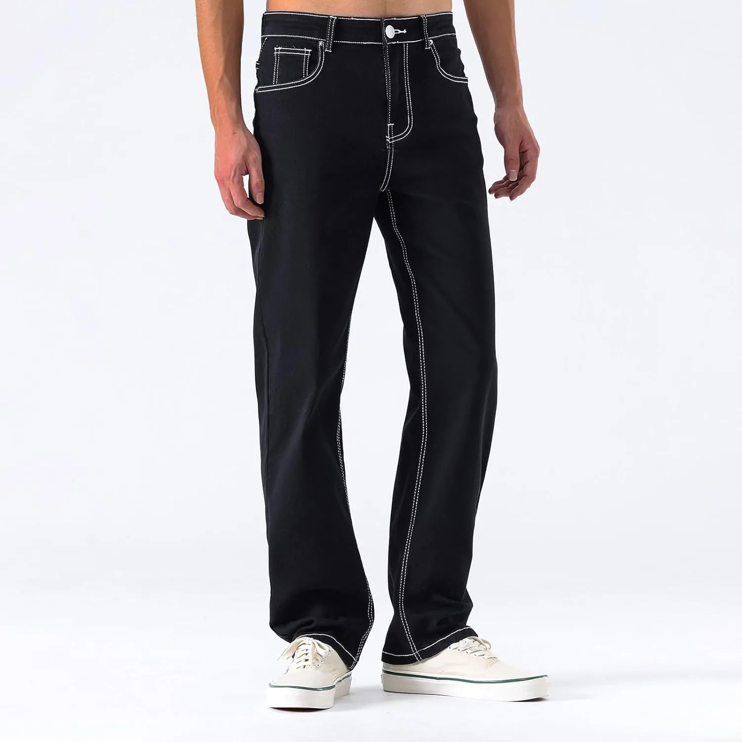 MIDOO Jeans Pants for Men Slim Fit Casual Aesthetic Jeans Straight Leg Pants Lightweight Loose Stretch Denim Pants Trousers