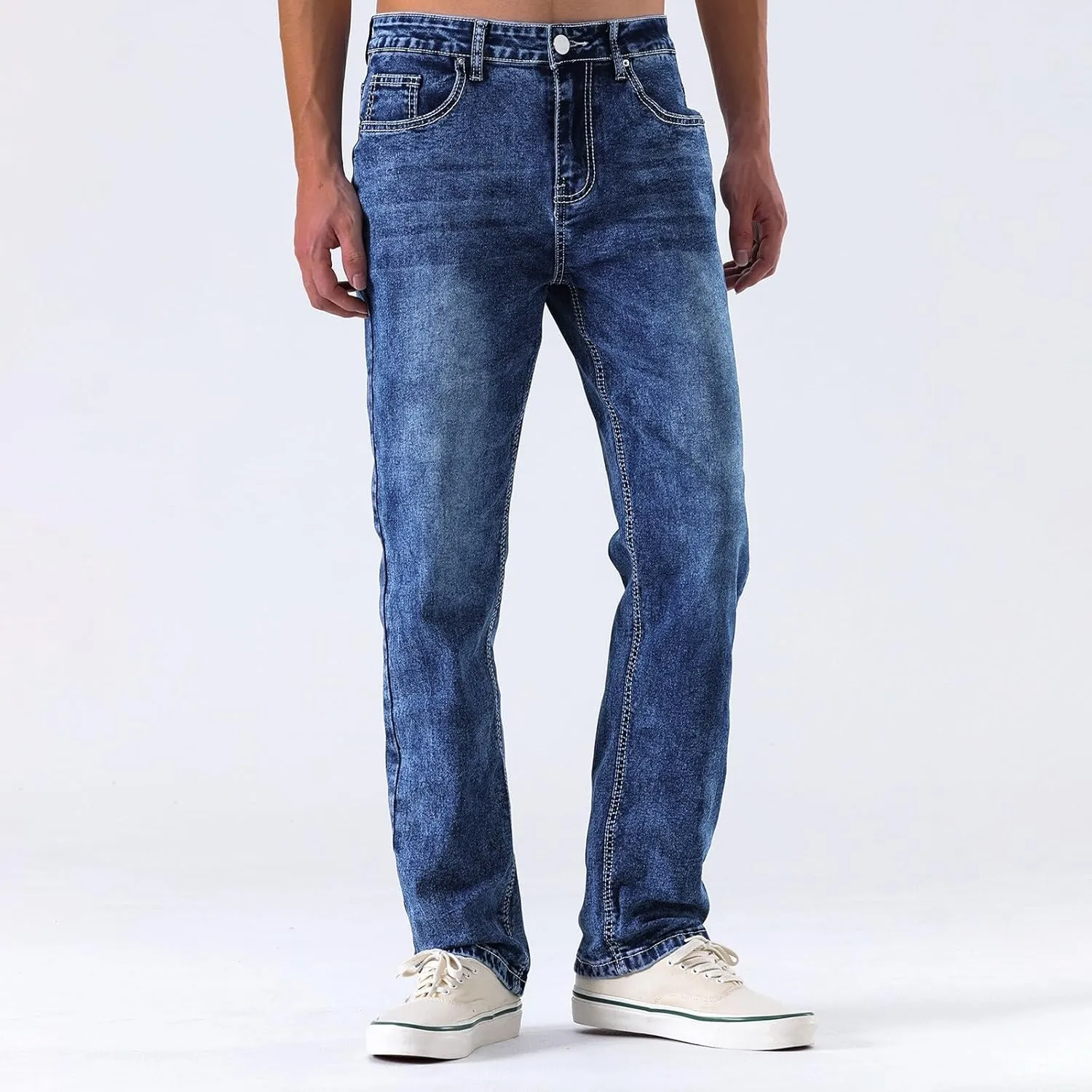 MIDOO Jeans Pants for Men Slim Fit Casual Aesthetic Jeans Straight Leg Pants Lightweight Loose Stretch Denim Pants Trousers