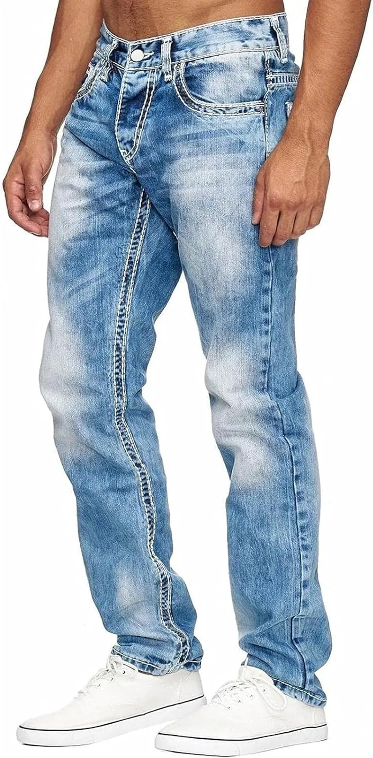 MIDOO Jeans Pants for Men Slim Fit Casual Aesthetic Jeans Straight Leg Pants Lightweight Loose Stretch Denim Pants Trousers