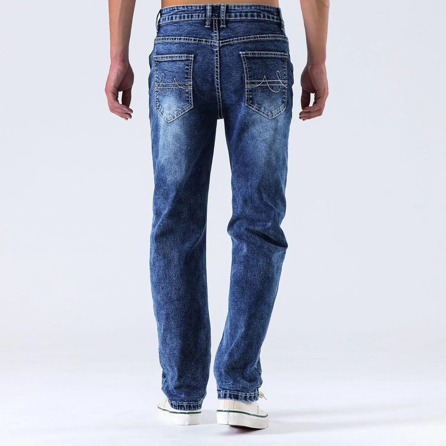 MIDOO Jeans Pants for Men Slim Fit Casual Aesthetic Jeans Straight Leg Pants Lightweight Loose Stretch Denim Pants Trousers