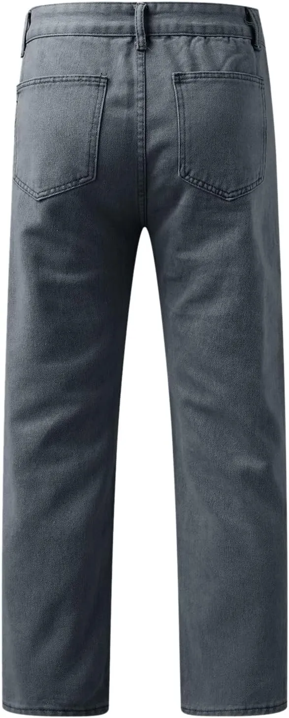 MIDOO Mens Jeans Regular Fit Casual Comfort Flex Waist Denim Pants Straight Leg Fashion Skinny Jeans Trousers with Pockets