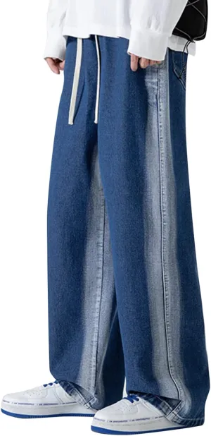 MIDOO Mens Jeans Relaxed Fit Casual Drawstring Comfort Flex Waist Denim Pants Straight Leg Fashion Skinny Jeans Trousers